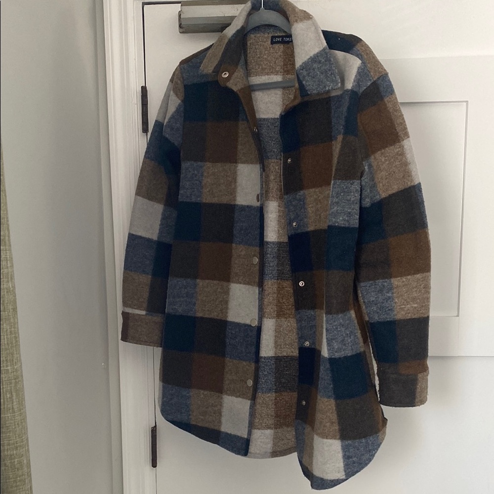 Love Token Checkered Wool Jacket